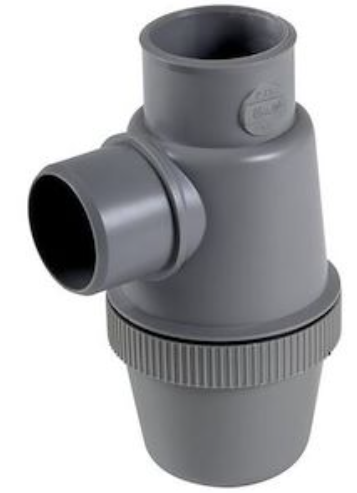 [NICYHC] Siphon de lavabo en PVC-C gris, Ø 40, classement M1, entrée verticale